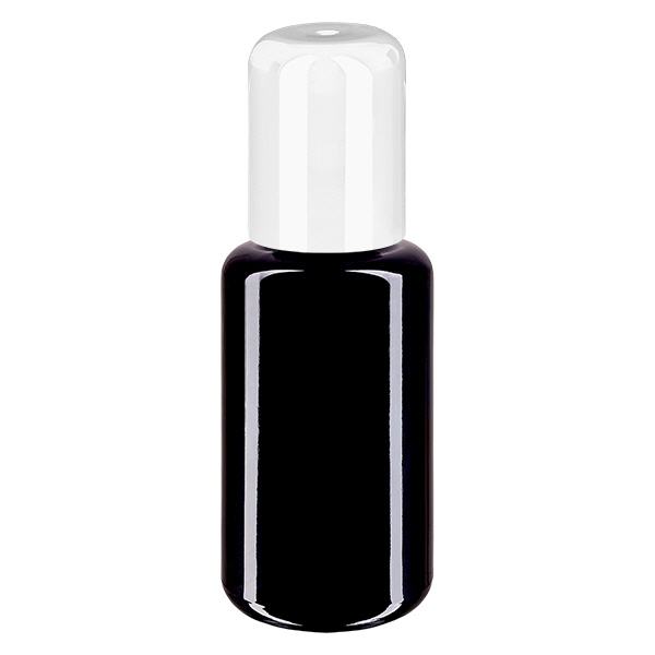 Apothekersflesje violet. 30ml roll-on dop wit