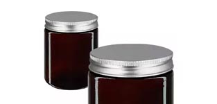 Glazen pot bruin met aluminium deksel