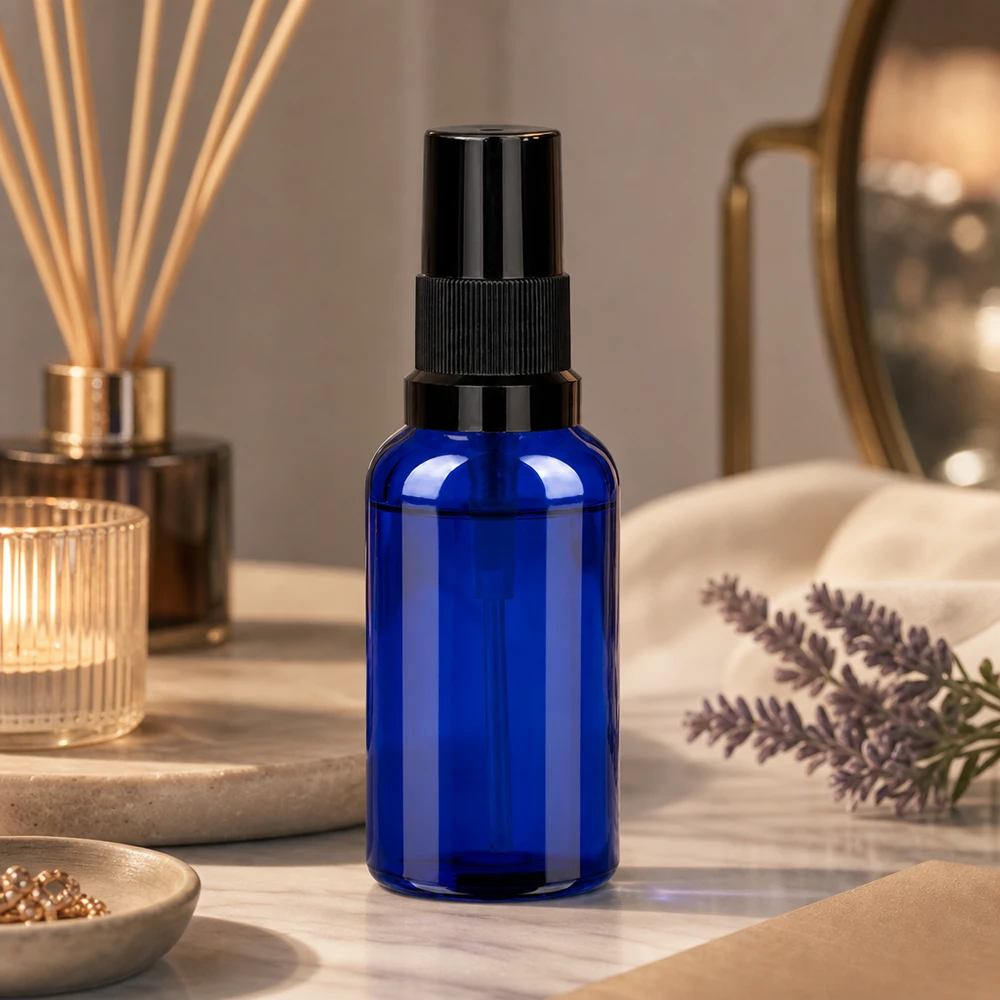 30ml STD BlueLine spuitfles met matzwarte pomp voor stijlvolle productpresentatie