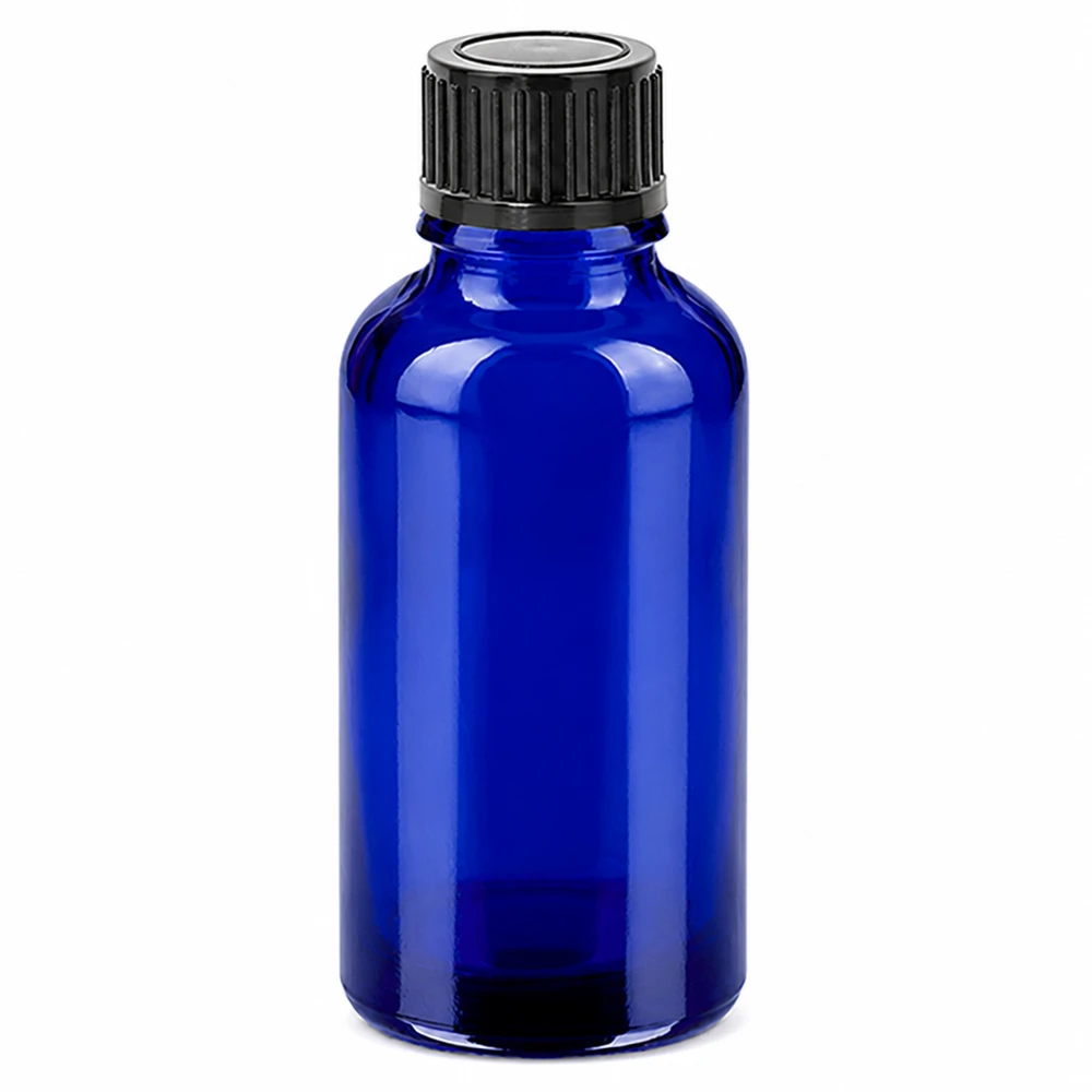 30ml fles 11mm SV zwart STD BlueLine UT18/30 Donkerblauwe glazen fles van 30 ml beschermt lichtgevoelige inhoud tegen UV-straling