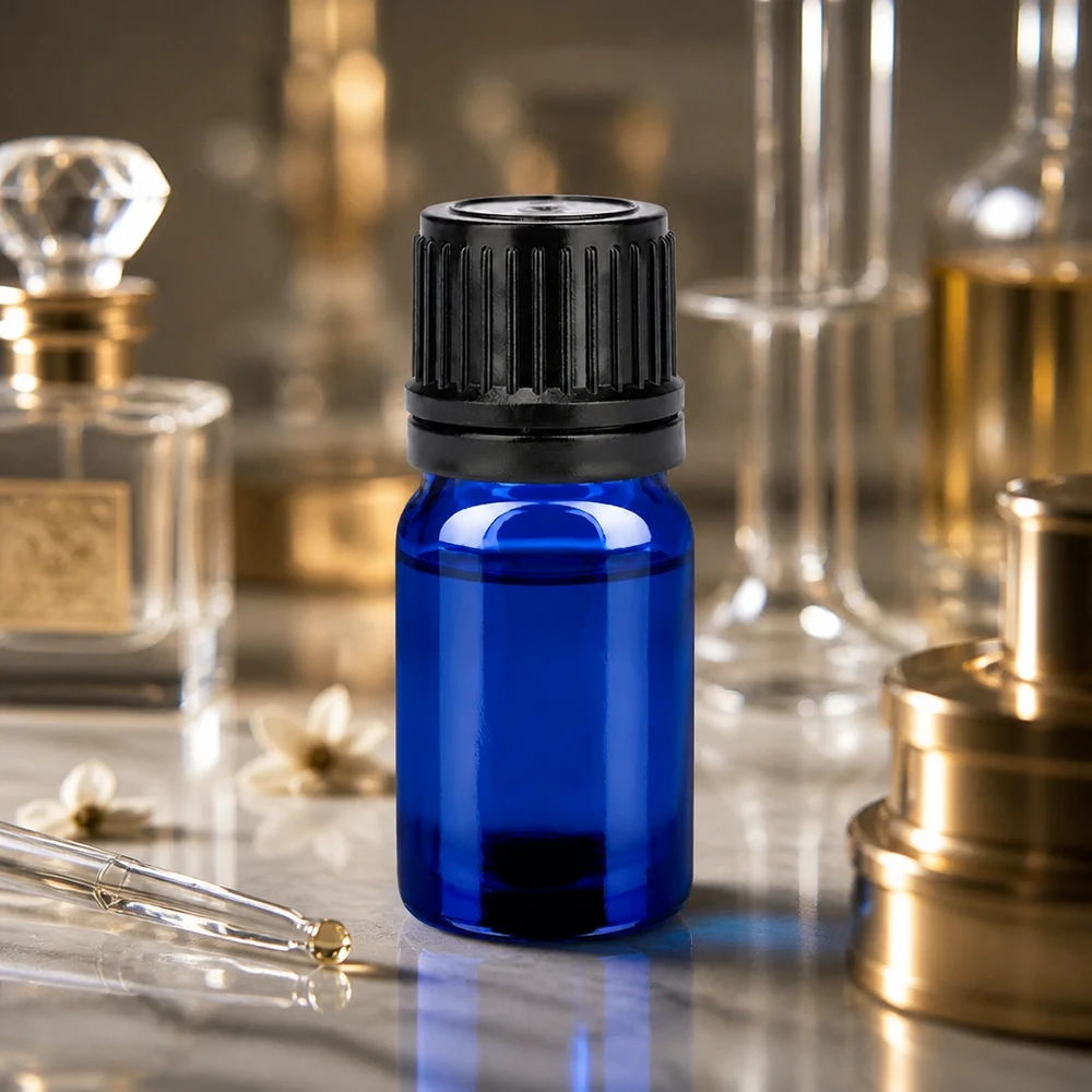 5ml flacon 11mm SV zwart OV BlueLine UT18/5 Handig blauw 5ml flesje met goed sluitende dop voor het veilig bewaren van vloeistoffen