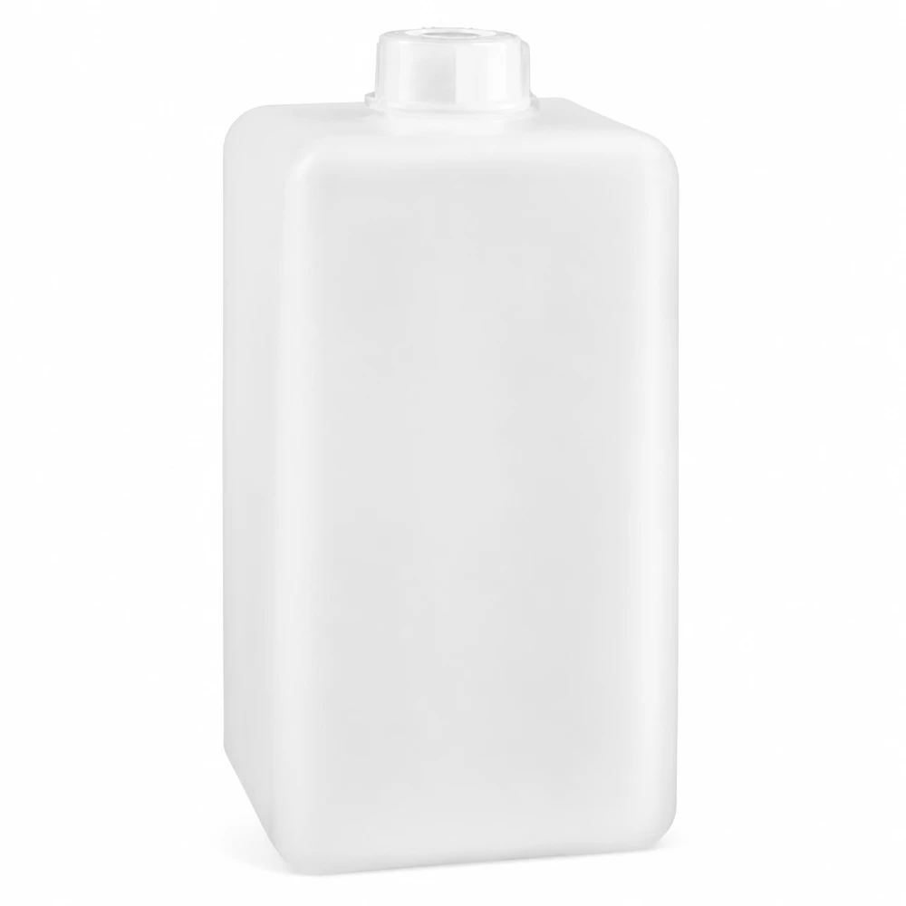 Chemicaliënfles 1500 ml, nauwe hals, incl. sluiting GL 32 Witte PE-HD-kunststoffles van 1500 ml met smalle hals voor chemicaliën, laboratoriumbenodigdheden en de industrie