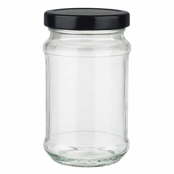 390ml rond glas met BasicSeal deksel zwart UNiTWIST