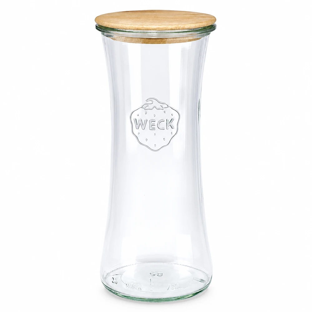 700ml delicatessenglas WECK RR80 met hout deksel WECK delicatessenpot 700ml RR80 met houten deksel Inmaakpot transparant glas met bamboe deksel