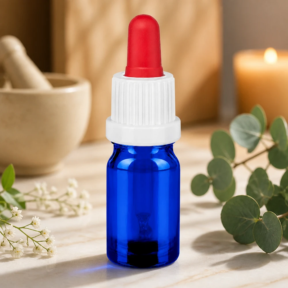 5ml pipetfles wit/rood OV BlueLine UT18/5 Apothekers kwaliteit pipetfles 5ml blauw wit rood voor steriele opslag van tincturen