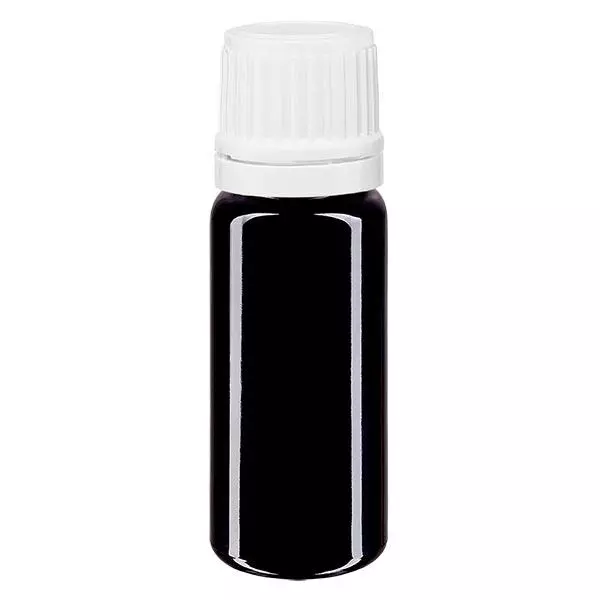 Violetglas fles 10ml DIN 18 met wit schroefsluitig VR