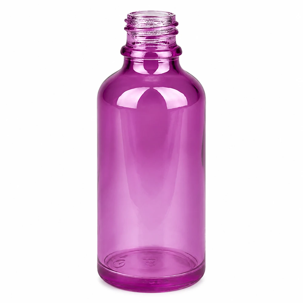 Kleine 50ml PurpleLine apothekersfles in paars met UT18/50 UNiTWIST sluitsysteem