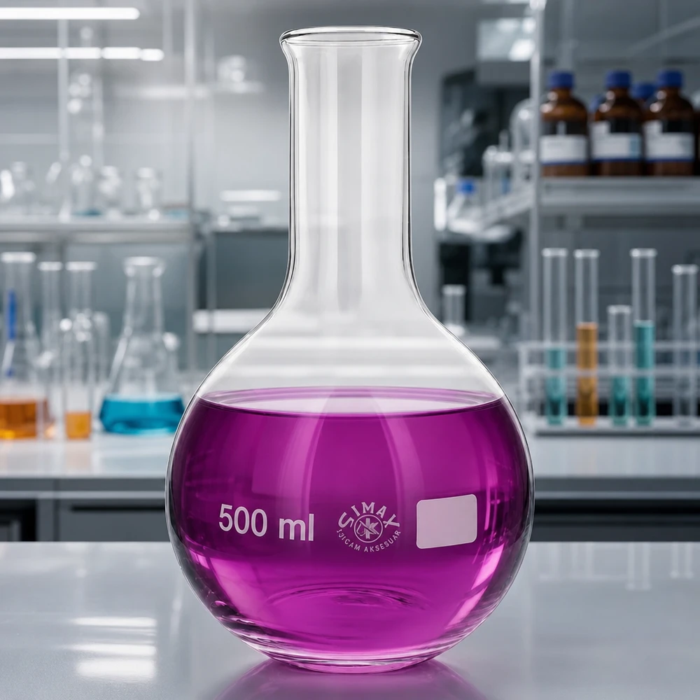Staande kolf 500ml met smalle hals en maatverdeling met schenktuit voor exacte volumemeting