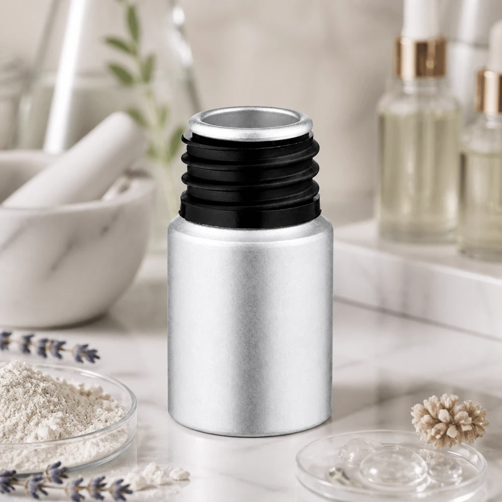 Aluminium flesje van 10 ml in elegant zilver voor professionele cosmeticaproductie