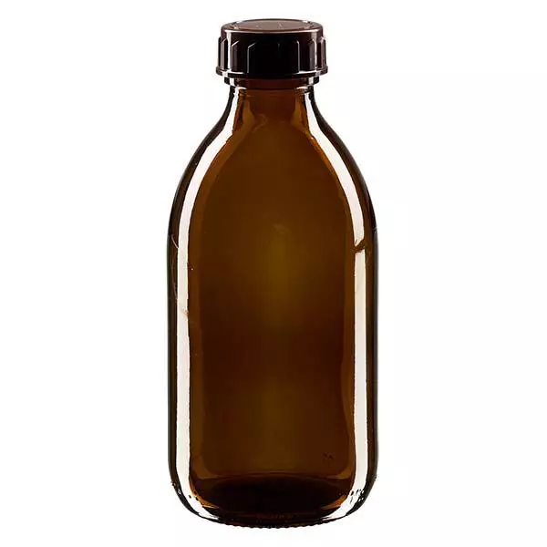 250ml Euro-medicijnfles bruin met bruine schroefsluiting