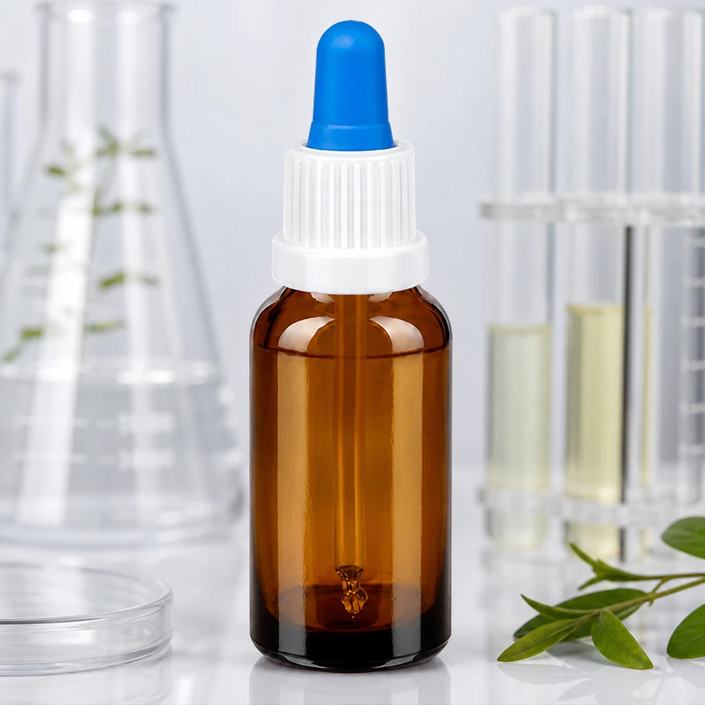 Handig druppelflesje van 20 ml van getint glas voor het nauwkeurig doseren van vloeistoffen