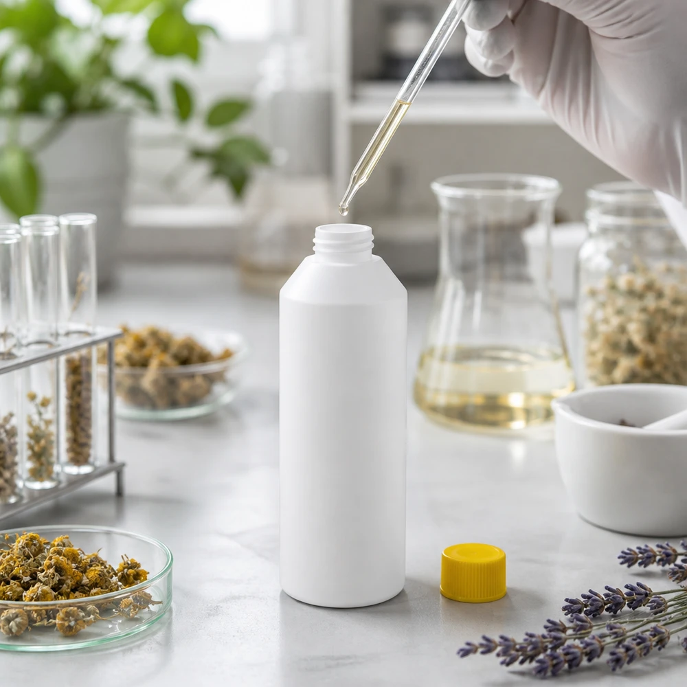 PET cilinderfles 250ml wit met schroefsluiting geel Apothekersfles van 250 ml, gemaakt van stevig wit HDPE-kunststof, UV-bestendig, met een gele dop