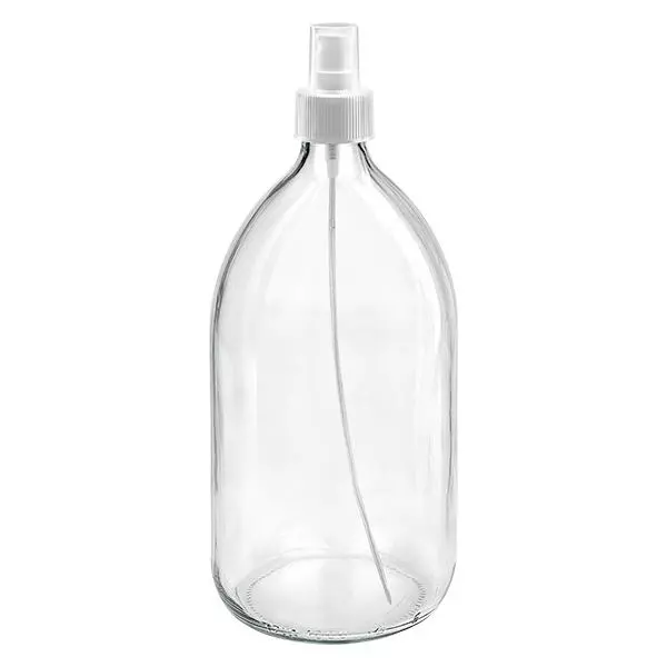 1000 ml Euro-medicijnfles helder met verstuiver witte incl. dop transparant 1000 ml Euro-medicijnfles helder met verstuiver witte incl. dop transparant