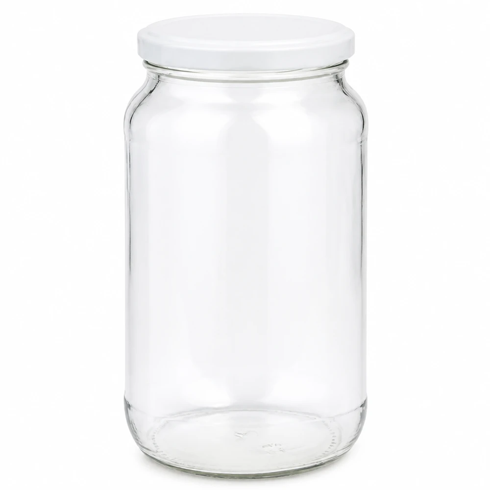 1062ml ronde pot met wit BasicSeal deksel UNiTWIST deksel voorraadpot inmaakpot transparant