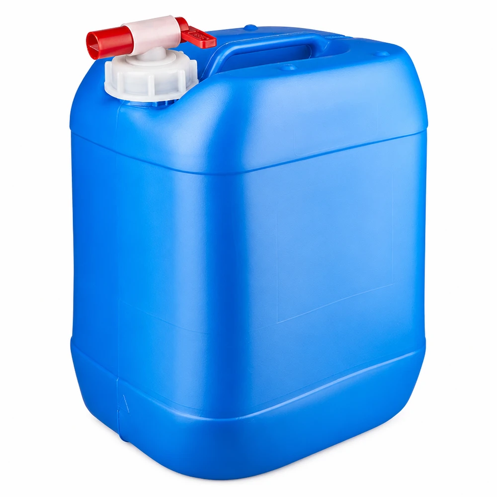 Canister 20 liter blauw met tapkraan Blauwe waterkan van 20 liter met tapkraan, ideaal voor kamperen en buitenactiviteiten