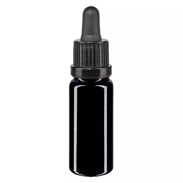 Apothekersflesje viol. 10ml pipet zwart OV Apothekersflesje viol. 10ml pipet zwart OV