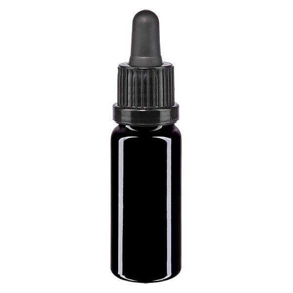 Apothekersflesje viol. 10ml pipet zwart OV