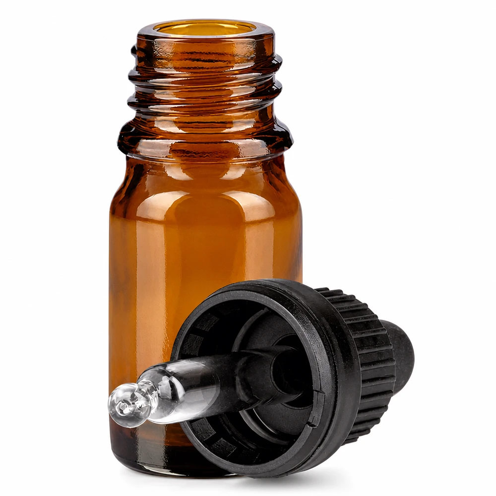 5ml amberkleurig glazen pipetflesje met druppelaar voor essentiële oliën en tincturen