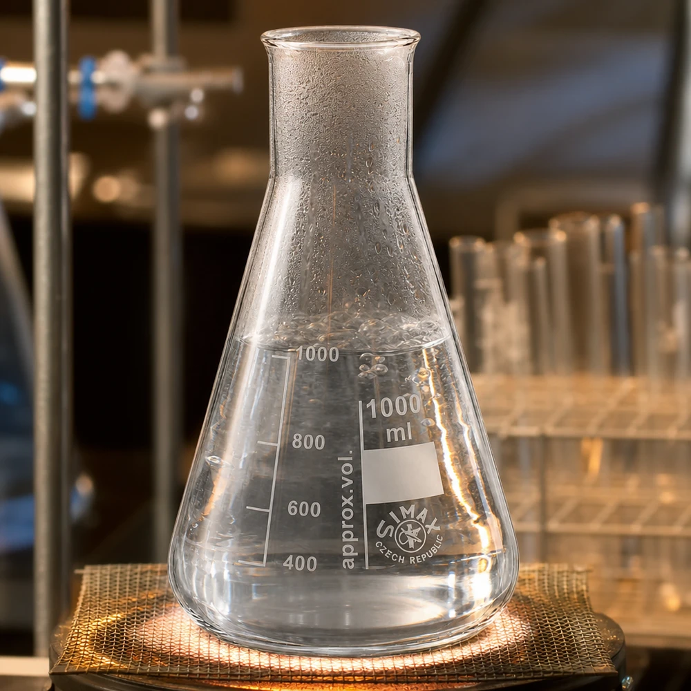 Erlenmeyer 1000ml wijde hals borosilicaat met afgeronde rand