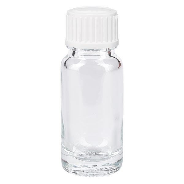 Helder glazen flessen 10ml met wit schroefsluiting St Helder glazen flessen 10ml met wit schroefsluiting St