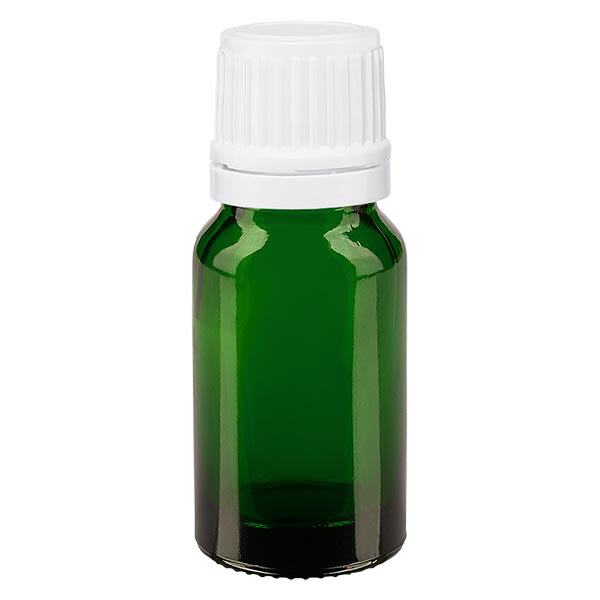 Groenen glazen flessen 10ml met wit schroefsluiting VR Groenen glazen flessen 10ml met wit schroefsluiting VR