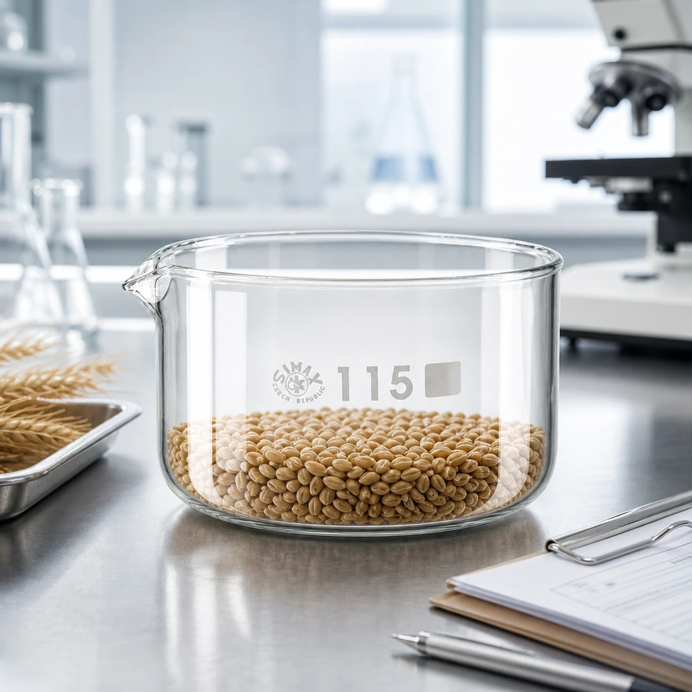 Doorzichtige laboratoriumschaal van 500 ml met zaadmonster, kristallisatieschaal van borosilicaatglas, diameter 115 mm