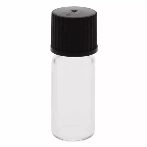 Flessen met schroefdraad helder 1,5 - 2 ml, 11,6 x 32 mm incl. sluiting 136 zwart met binnenconus