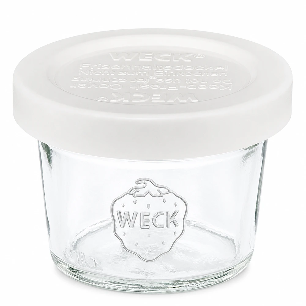 35ml stortglas met vershouddeksel WECK RR40 35ml WECK RR40 inmaakpot met wit deksel, kleine glazen inmaakpot voor jam en smeersels