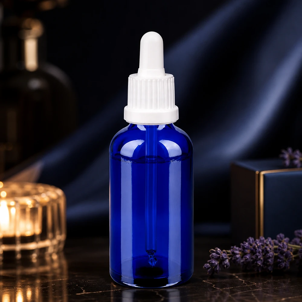 50ml pipetfles wit OV BlueLine UT18/50 50ml pipetfles OV BlueLine UT18/50 met UV-bescherming door donkerblauw glas voor actieve ingrediënten