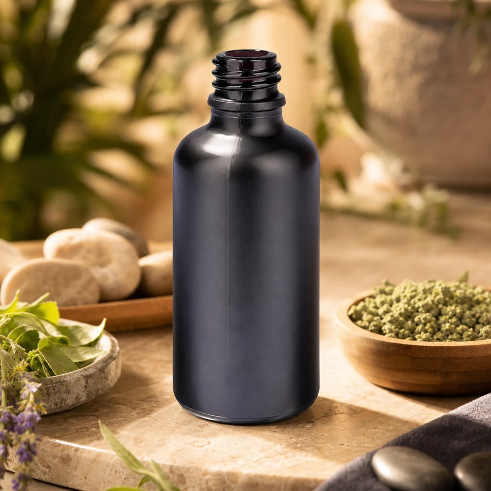 50ml apothekersfles BlackLine UT18/50 UNiTWIST met UV-bescherming voor lichtgevoelige etherische oliën
