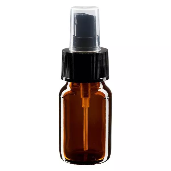 30ml Euro-medicijnfles bruin met verstuiver zwart incl. dop transparant