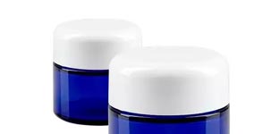 Glazen pot blauw met witte deksel