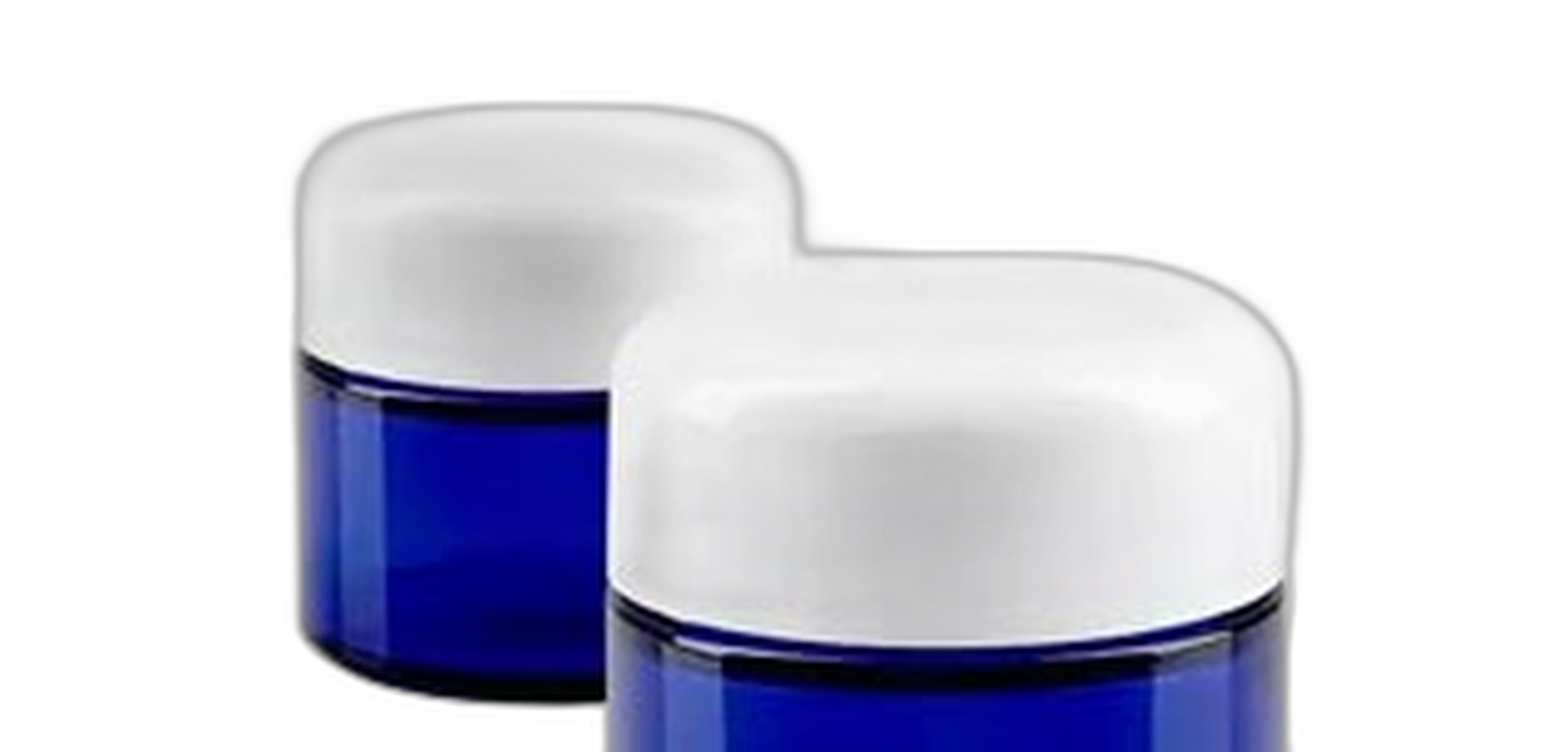 Glazen pot blauw met witte deksel