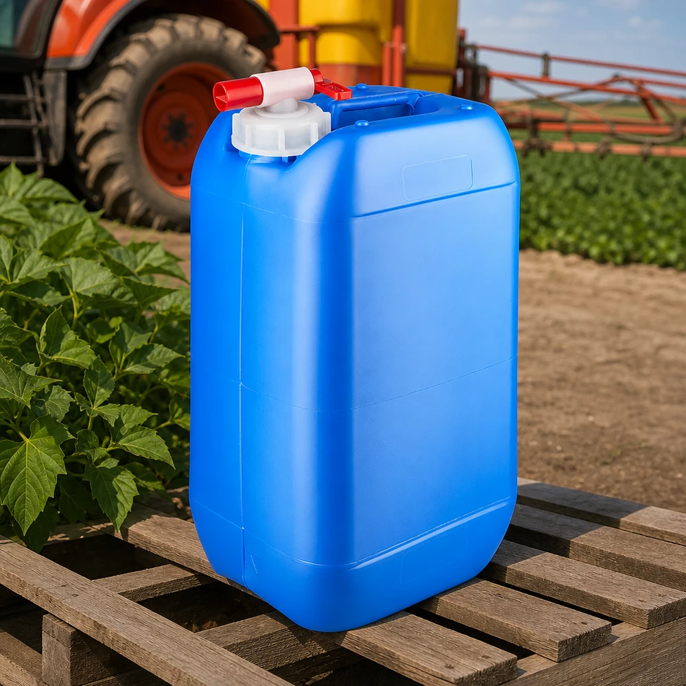 Canister 15 liter blauw met aftapkraan Voedselveilige blauwe jerrycan van 15 liter met tapkraan voor het veilig opslaan van vloeistoffen in de buitenlucht