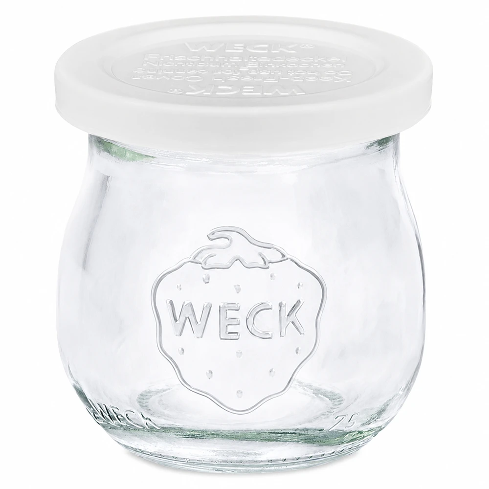 75ml tulpenglas met vershouddeksel WECK RR40 WECK tulpenpot 75ml met wit vershouddeksel RR40 Glazen inmaakpot voor jam en conserven