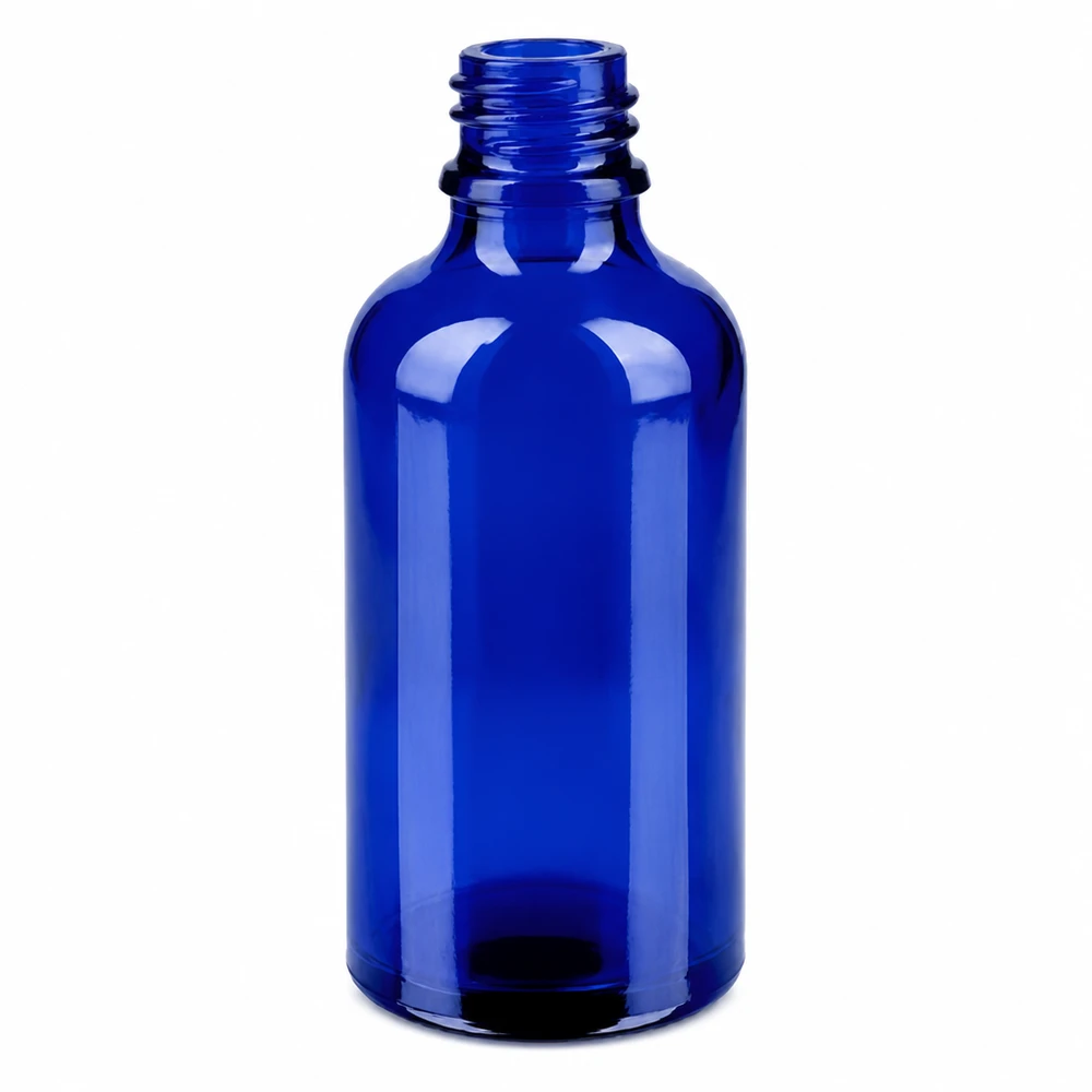 50ml Spuitfles wit/tr. STD BlueLine UT18/50 Handige glazen sprayflacon van 50 ml in blauw, ideaal voor op reis en onderweg
