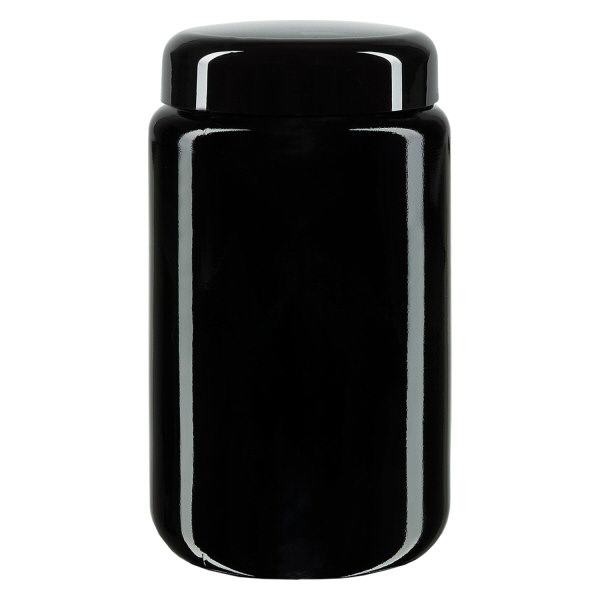 Vierkante hals pot + violet glas 400ml, met zwarte deksel Vierkante hals pot + violet glas 400ml, met zwarte deksel