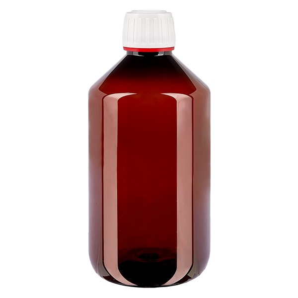PET-fles 500ml met wit/rode dop OV PET-fles 500ml met wit/rode dop OV