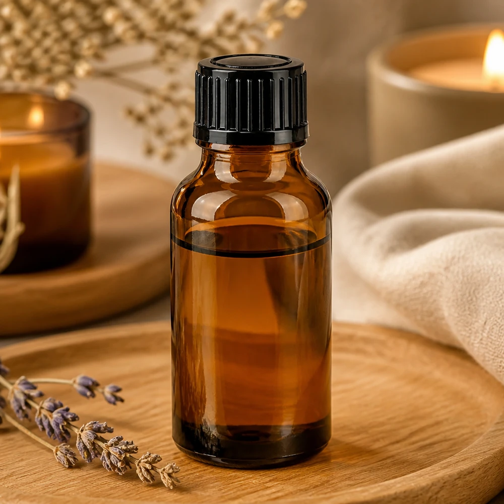 Bruine glazen fles 20ml met zwart druppelsluiting 1mm St Compacte bruine glazen fles van 20 ml STD voor aromatherapie met een zwarte geribbelde schroefdop