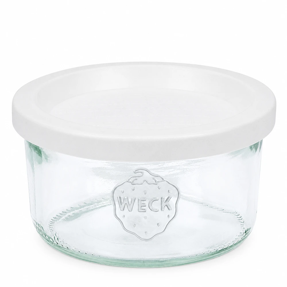 165ml stortglas met vershouddeksel WECK RR80 WECK 165 ml metselpot met wit deksel RR80 Heldere glazen pot voor inmaak