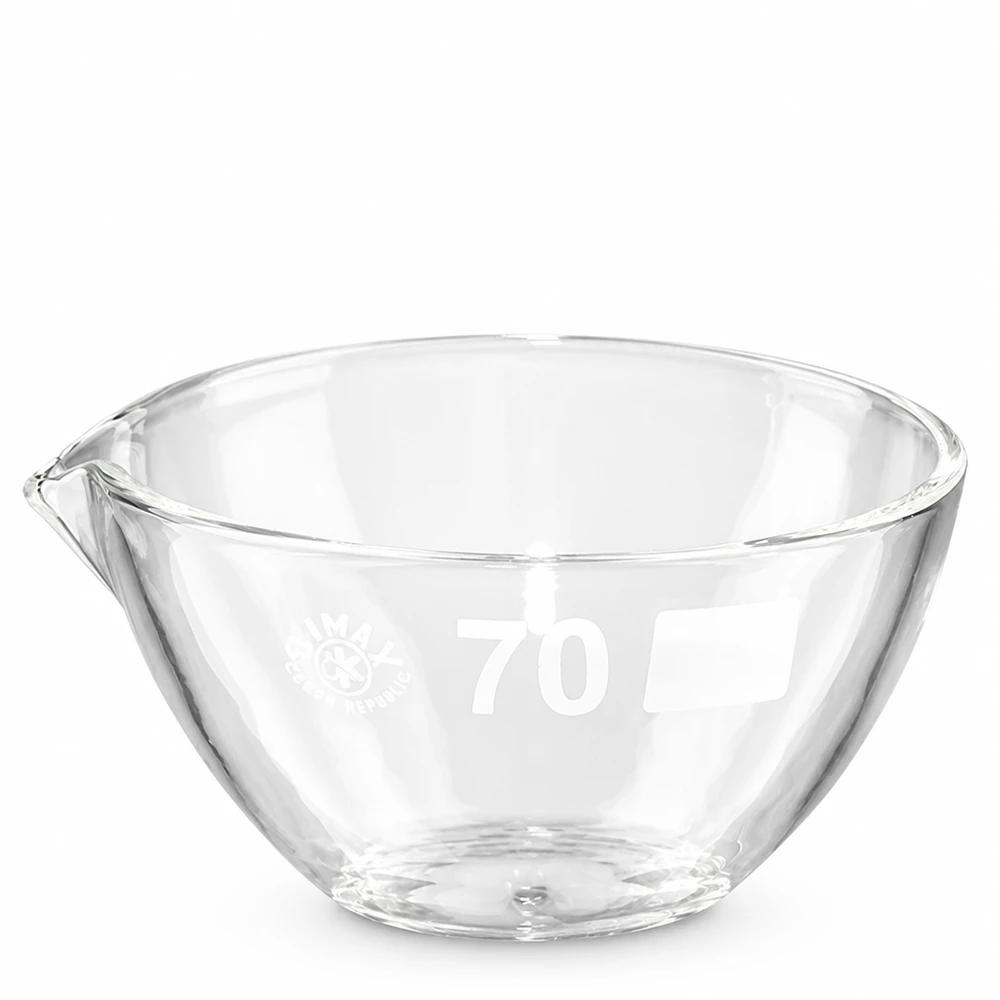 Heldere laboratorium glazen verdampingsschaal met een diameter van 70 mm gemaakt van hoogwaardig borosilicaat materiaal