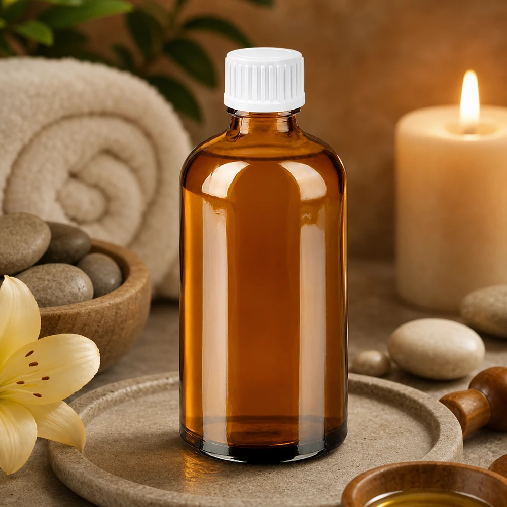 100ml druppelflesje 0.9mm wit STD BrownLine UT18/100 Farmaceutische 100ml amberkleurige glazen fles met kindveilige witte druppeldop