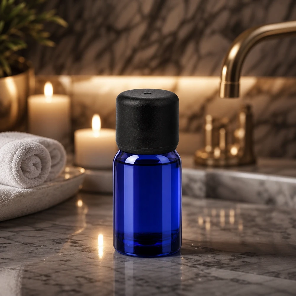5ml flacon 6mm SV zwart STD BlueLine UT18/5 Premium BlueLine flesje 5ml van kobaltglas voor professionele aromatherapie