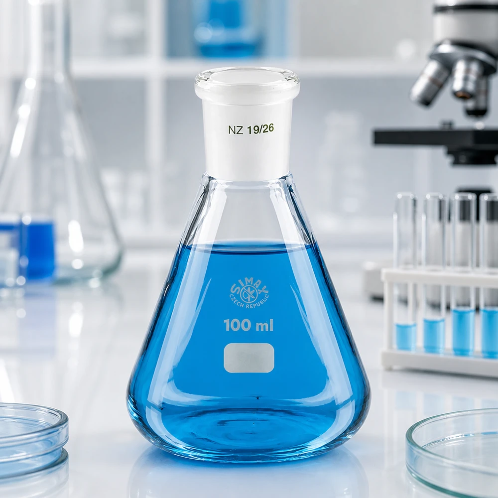Erlenmeyer 100ml nauwe hals borosilicaat met slijpstuk 19/26