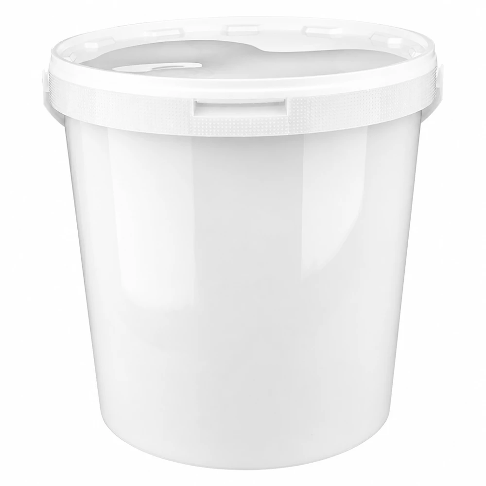 10,7 liter emmer van wit PP plastic met deksel Voedselveilige emmer van wit PP-kunststof, 10,7 l, met een stevig klapdeksel