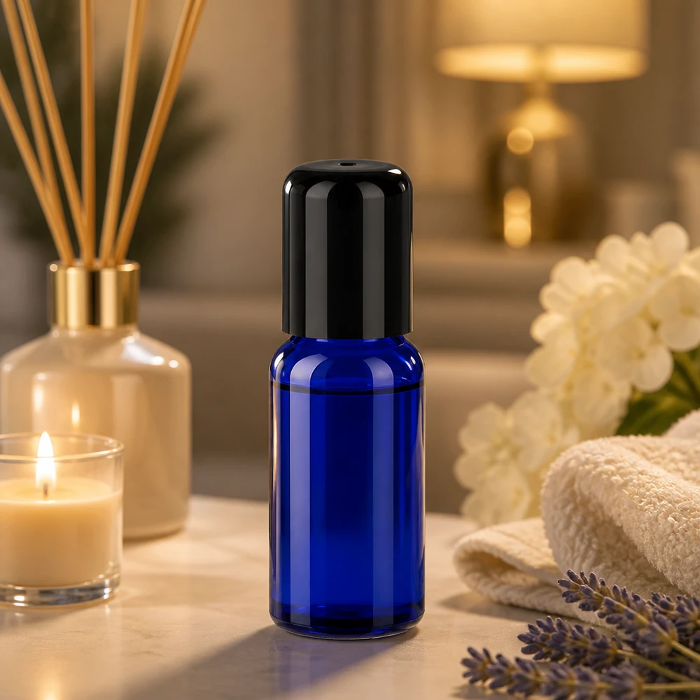 Precisierollon 20ml in intens blauw voor het plaatselijk aanbrengen van verzorgingsproducten