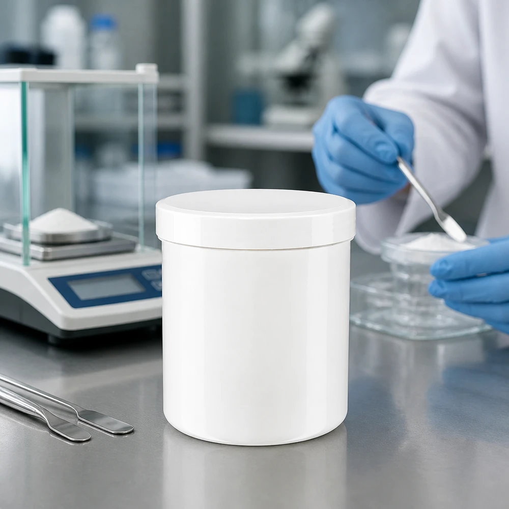 Hygiënische witte pot van 50 g, gemaakt van PP-kunststof, voor magistrale bereidingen en dermatologische producten