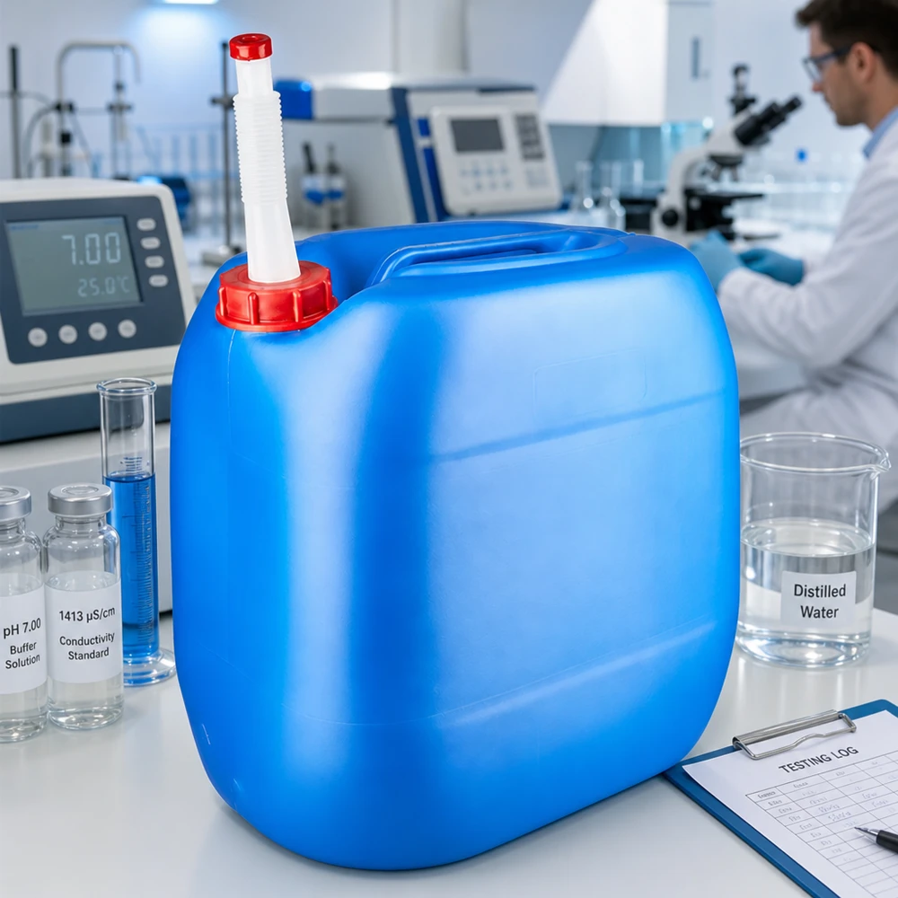 Transportkanister van 30 liter, blauw, met flexibele uitloop en ergonomische draaggreep aan de bovenkant