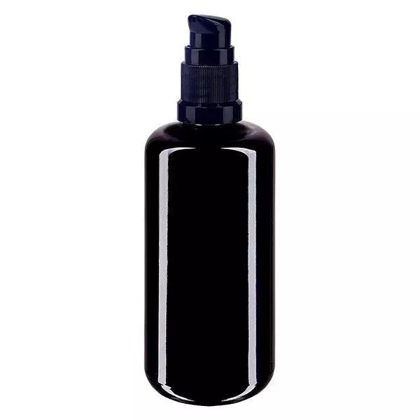 Apothekersfles viol. 200ml pompdop zwart pc Apothekersfles viol. 200ml pompdop zwart pc