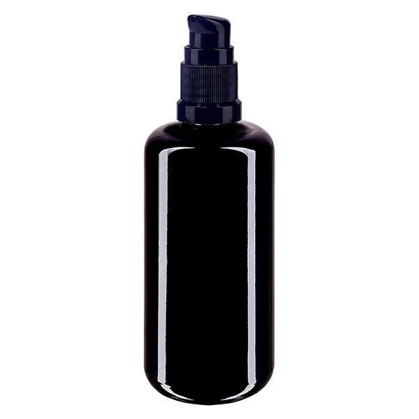 Apothekersfles viol. 200ml pompdop zwart pc